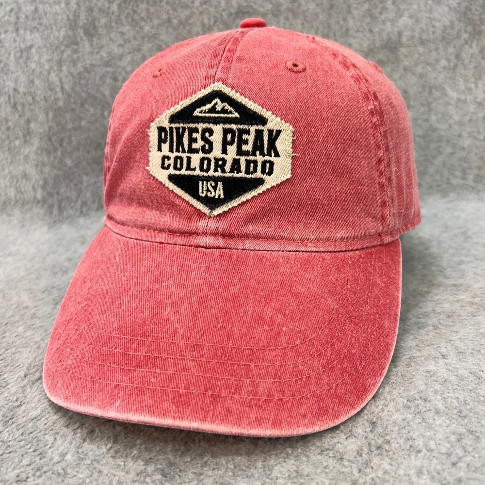 Pikes Peak Colorado Mens Red Ouray Baseball Cap Adjustable Patch Hat OSFA
